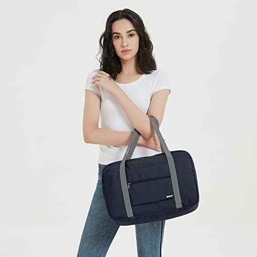 Small Cabin Bag 40x20x25 for Ryanair Airlines Foldable Underseat Travel Bag Water-Resistant Hand Luggage Bag Holdall Bag Weekend Overnight Bag for Women Men by WANDF (Dark Blue 20L)
