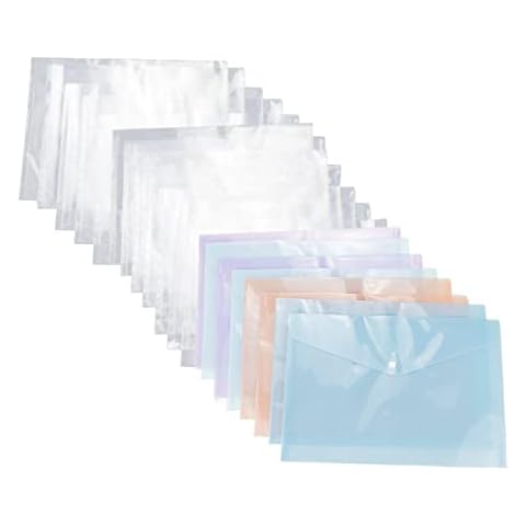 LC LICTOP Plastic A4 Clear File Bags Document Folders Document Organizers with Snap Button for Document Stationery Tools Organization 20PCS(Mix Color) Cover