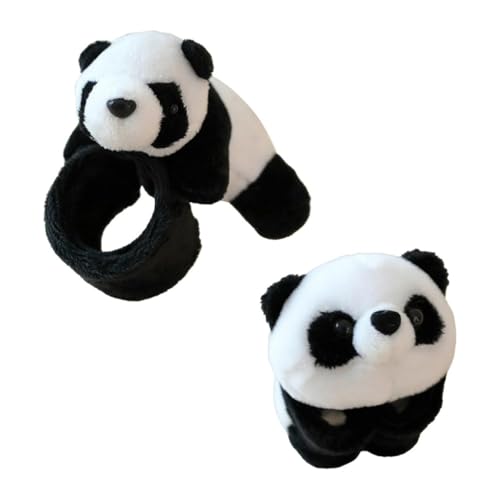 Image of Cute Panda Slap Bracelet Plush Toy - Soft Stuffed Animal Wristband for Kids & Adults, Adjustable Snap Wrist Plush, Fun Gift, Curtain Holder, Stress Relief Toy
