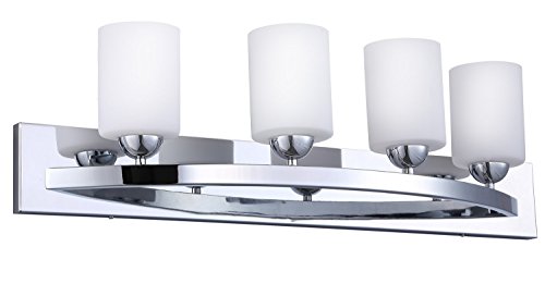 CloudyBay CB17002-CH Vanity Light Fixture,4-Bulb Wall Sconce Bathroom Lighting with Opal Glass Shade,UL