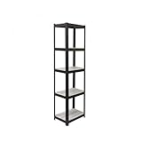 Relaxdays Standregal, HxBxT: 180 x 40 x 40 cm, 5 offene Ablagen, 300 kg, Beistellregal für Büro, Keller, grau/schwarz