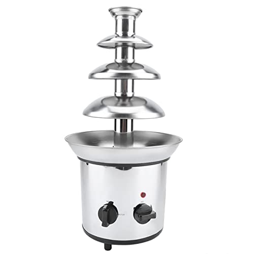 4 Tier Chocolate Fountain Machine 170W, Stainless Steel Electric Chocolate Fondue Fountain with Adjustable Temperature, Easy Clean for Wedding Party Hotel Restaurant