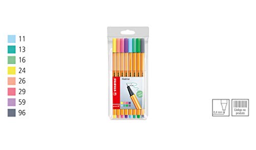 Caneta Ponta Fina – STABILO point 88 – Estojo com 8 unidades – Em 8 cores pastéis