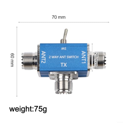 Interruptor coaxial CB HAM de 2 vías y selector de antena 100W en caja azul metálica SL-16 6