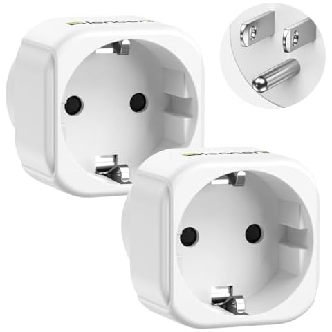 LENCENT 2 Pack Europe to US Plug Adapter,European to USA Adapter, American Outlet Plug Adapter, EU to US Adapter, Europe to USA Travel Plug Converter Cover