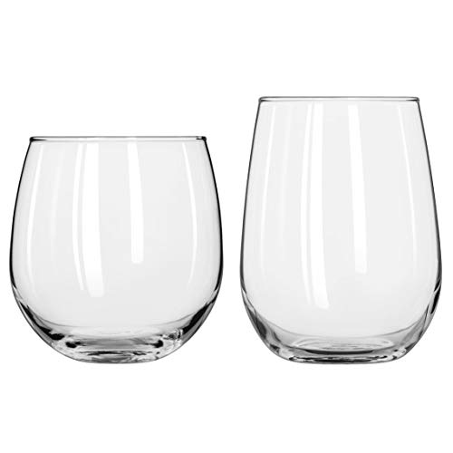 Libbey Stemless Wine Party Glasses (Set Of 12), 16.75-Ounce Red Wine And 17-Ounce White Wine #TOP3