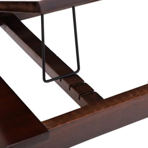 Image of Wooden Laptop Table Standard Adjustable Study Table with Laptop, Portable Lap Desk, Multifunctional Bed Table with Drawer and Folding Legs (Brown N)