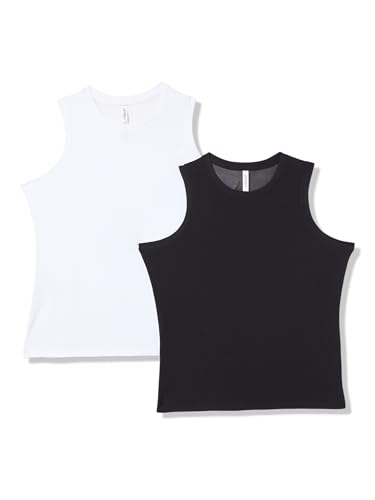 Jockey Women's 2 Pack Fly Back Workout Tank Tops, Black/White, X-Large