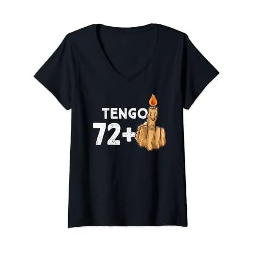 Mujer 72+1 Dedo Medio Vela De Cumpleaños Para El 73º Cumpleaños Camiseta Cuello V