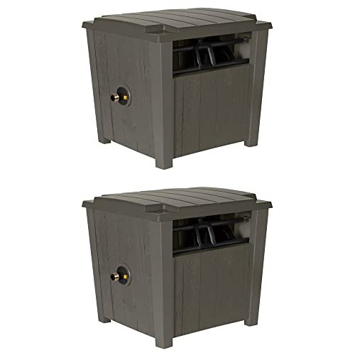 Suncast Farmington Weatherproof Smart-Tube Garden Hose Storage Container, Outdoor Hideaway