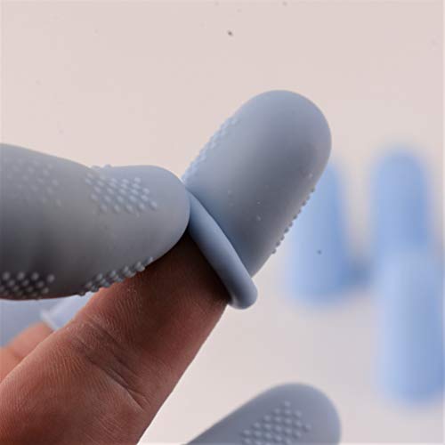 Finger Protectors [Flex Series - 12-Pack] Silicone Non-Stick Finger Covers [Cerulean - Small (6) / Medium (6)] for Hot Glue/Sewing/Wax/Rosin/Resin/Honey/Adhesives/Scrapbooking - Thumbnail 4