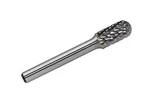 YUFUTOL SC-3 Tungsten Carbide Burr Cylinder Ball Nosed Shape Double Cut Rotary Burr File(3/8 Cutter dia X 3/4 Cutter Length) with 1/4 Shank dia,1pcs