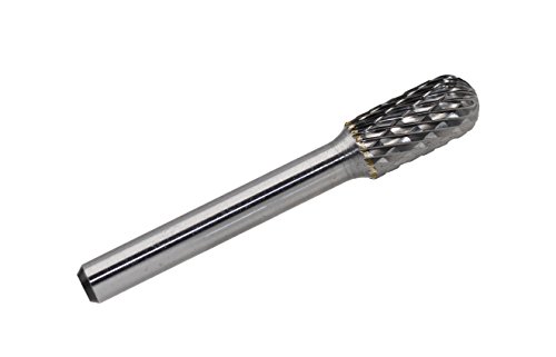 YUFUTOL SC-3 Tungsten Carbide Burr Cylinder Ball Nosed Shape Double Cut Rotary Burr File(3/8 Cutter dia X 3/4Cutter Length) with 1/4 Shank dia,1pcs