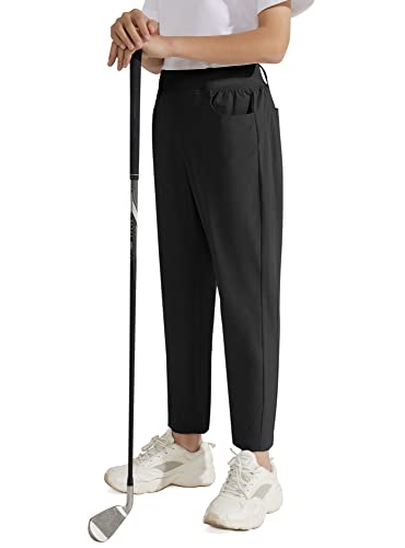 Dizoboee Boys Golf Jogger Pants Slim Fit Stretch Kids Pull-On Flat Front Comfortable Active School Uniform Pants With Pockets, Black, L #TOP1