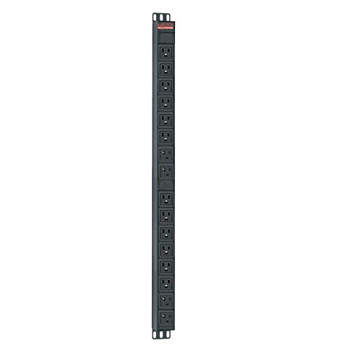 Maruson 16 Outlets Rack Mount PDU Power Strip for Network Server Racks - 20A, 120V - 1050 Joules Protection, 10ft Power Cord with 5-20P, 0U Vertical, PDU-V2016