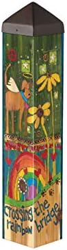 Studio M Rainbow Bridge Dog Art Pole Outdoor Decorative Garden Post, Made in USA, 20 Inches Tall