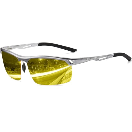 DUCO Gafas de conducción nocturna Gafas antifaro antideslumbrante Gafas polarizadas 8550Y, plata