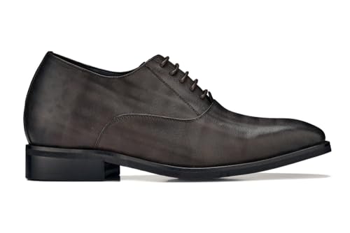 Image of CALTO Men's Invisible Height Increasing Elevator Shoes - Coffee Brown Micro-Perforated Leather Lace-up Formal Dress Oxfords - 3 Inches Taller - Y3521 - Size 6 D(M) US