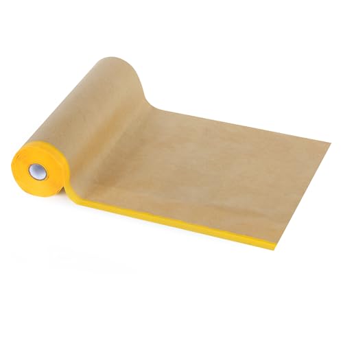 Image of Voomey Pre-Taped Masking Paper for Painting - 20 inch x 82 feet Tape and Drape Painters Paper, Paint Adhesive Protective Paper Roll for Covering Skirting, Frames, Cars and DIY Projects