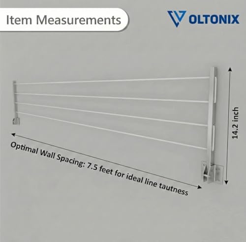 Image of Metal Foldable Wall Mount Cloth Drying Stand with 30 Feet Rope, Space Saving, Wall Mounted, for Balcony and Indoor Use (Grey)