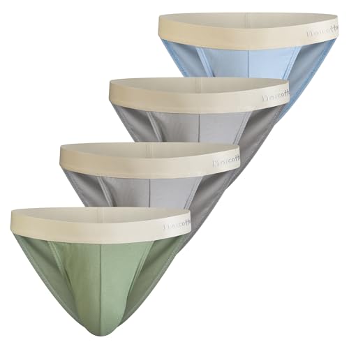 Mens Bikini Briefs Low Rise, Soft Cotton Underwear with Supportive Pouch & No-Fly Design for Comfort Fit, 4-Pack