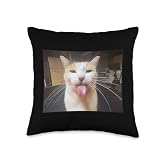 Silly Bleh Cat Meme Throw Pillow