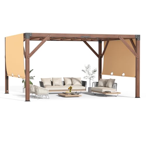 12'x14' Cedar Pergola with Retractable Shade