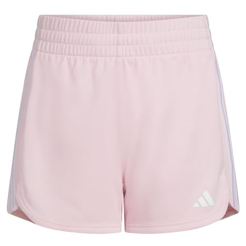 adidas Girls' 3-Stripes Mesh Shorts, Clear Pink