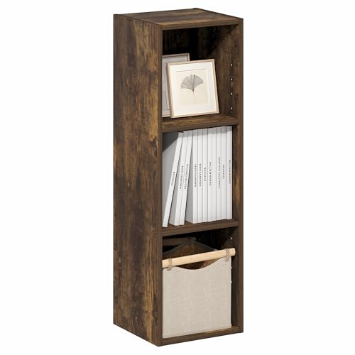 Image of Furinno Fulda Book Shelf, 3-Tier Narrow Bookshelf, Bookcase with 10-in Width Storage Shelf, 9.3 x 9.8 x 31.5, for Living Room, Bedroom, Home Office, Amber Pine