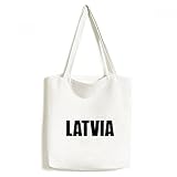 Material: Leinwand DIYthinker Lettland Land Namen Schwarz Environmentally-Tasche Einkaufstasche Kunst Waschbar 33cm x 40 cm (13 Zoll x 16 Zoll) Mehrfarbig