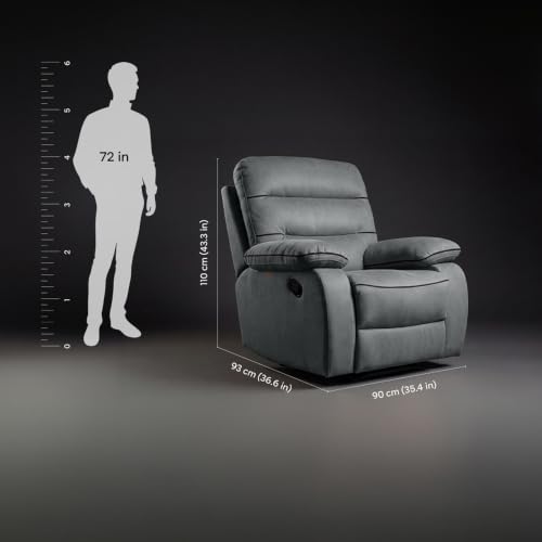 Image of Duroflex Avalon Grande - 360 Swivel & Rocking Recliner Chair| 3 Recline Modes with 3 Zone Back Support| Premium Suede Fabric| Plush Seating with Foam & Spring Support| 3 Year Warranty - Grey