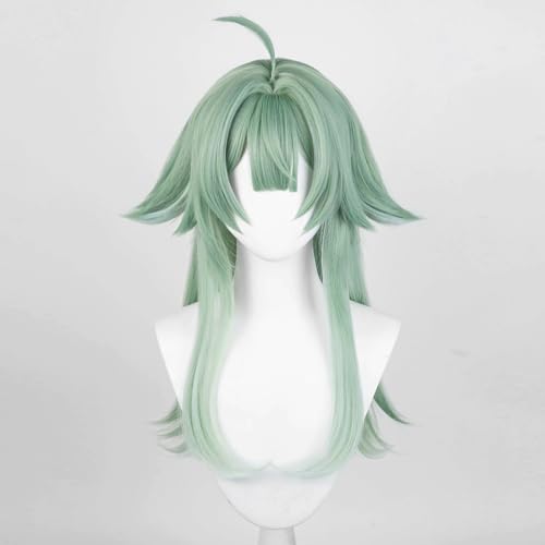 Image of Anime Green Long Wigs with Bangs Women flipped out Wig Jellyfish-Head Adult COS Game Huo Fox Cosplay Wigs Halloween,Christmas,Comic con,Game Show,Party