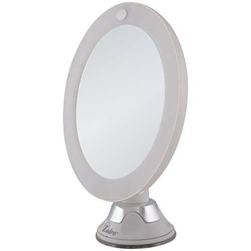Zadro LED Lighted 10X Magnification Z'Swivel Power Suction Cup Vanity Wall Mount Beauty Makeup Mirror, White