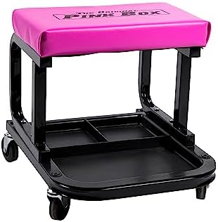 The Original Pink Box Rolling Creeper Seat with Tool Tray, Pink