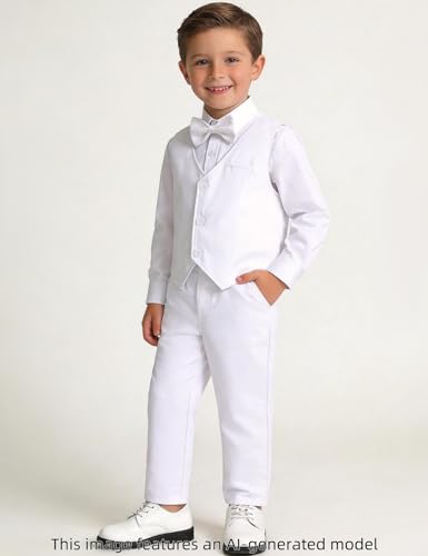 Image of A&J DESIGN 4pcs Baby & Toddler Suit, 12 Months - 5T, Shirt & Pants & Vest & Bow Tie