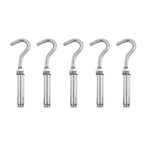 Image of Concrete Wall Hook, 304 Stainless Steel Expansion Hook,Concrete Hook,Open Cup Hook, Heavy Duty Hooks Expansion Bolts for Concrete Brick Wall 5 Pack M6
