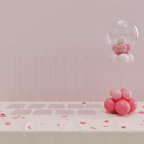 YALLOVE clear acrylic balloon stand kit, 15.75in (10-pack)