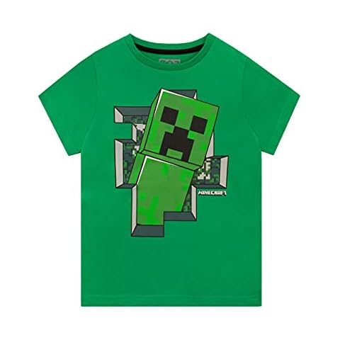 Minecraft Boys' Green Creeper T-Shirt, Age 8 Cover