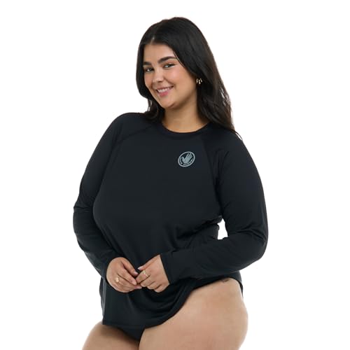 Body Glove Women's Sleek Plus Long Sleeve Rashguard with UPF 50, Available in Sizes 1x,2X,3X3