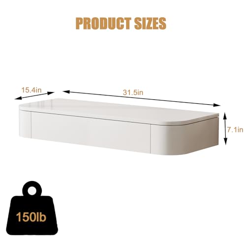 Image of 31.5 inch Fully Assembled Floating Makeup Vanity, Wall Mounted Desk