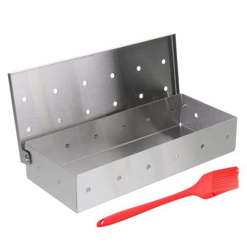 GRADENEVE Caja Ahumadora de Acero Inoxidable para Barbacoa Exterior Portátil con Cepillo para Aceite Resistente y Compacta para Ahumar Carnes y Verduras