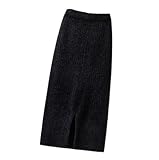 Material de la falda de punto para mujer: esta falda midi para mujer está hecha de un material de punto suave y cálido, que le da un tacto cálido y suave. Puede mantenerte abrigada y cómoda al mismo tiempo, haciéndote elegante y cálida en el frío invierno.