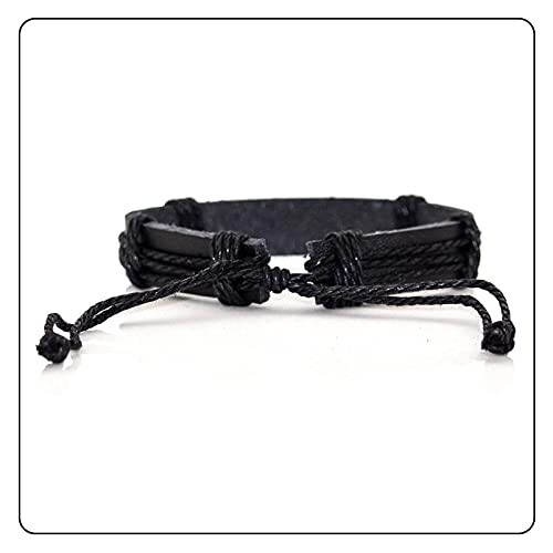 Image of Fashion Cross Tag Bangle Adjustable Leather Cuff Wristband Drawstring Rope Bracelet