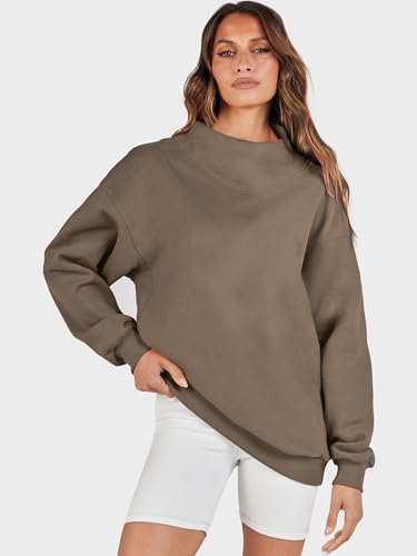Image of ANRABESS Womens Oversized Sweatshirts Mock Neck Pullover