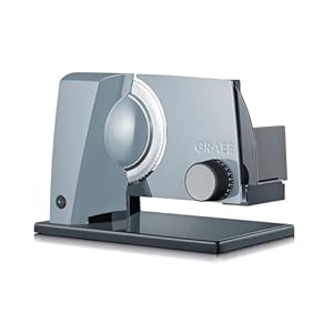 GRAEF. S11000 - Elektrischer Allesschneider SKS110, Made in Germany, Edelstahl-Wellenschliffmesser Ø170 mm, Schnittstärke 0-20 mm, Energiesparmotor 170 W, Kindersicherung, Brotschneidemaschine, Grau