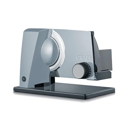 GRAEF. S11000 - Elektrischer Allesschneider SKS110, Made in Germany, Edelstahl-Wellenschliffmesser Ø170 mm, Schnittstärke 0-20 mm, Energiesparmotor 170 W, Kindersicherung, Brotschneidemaschine, Grau