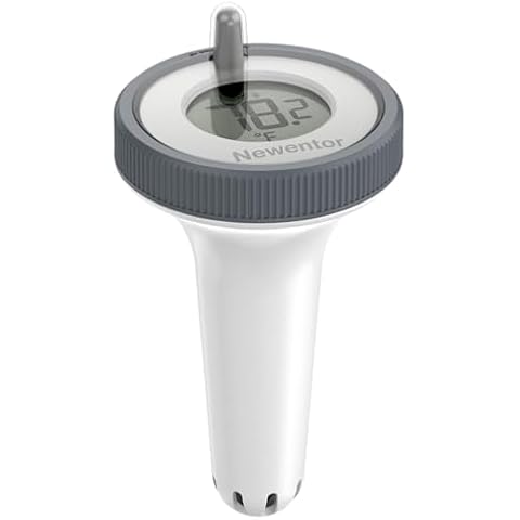 Newentor Pool Thermometer Floating Easy Read, Digital Wireless Swimming Pool Thermometers, Water Thermometer/Cold Plunge Thermometers, White Cover