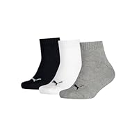 PUMA Unisex Kids Quarter Recycled Cotton Sock, Grey/White/Black, 35/38 (3er Pack)