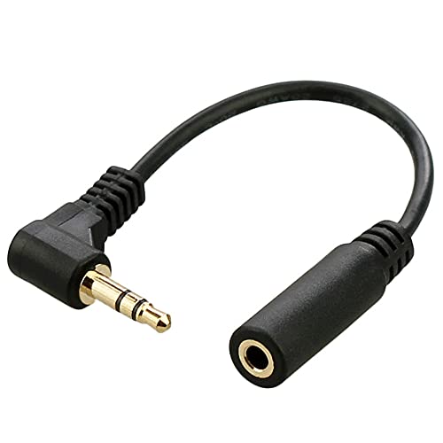 HDMIHOME Câble d'extension à 90 degrés, 3,5 mm, 3 broches, connecteur audio stéréo mâle vers femelle, 10 cm, Noir
