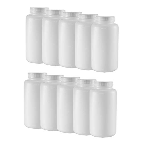 Uxcell Plastic Lab Chemical Reagent Bottle 1000Ml/34Oz Wide Mouth Sample Sealing Liquid Storage Container 10Pcs #TOP17